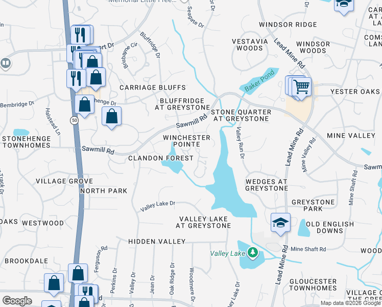 map of restaurants, bars, coffee shops, grocery stores, and more near 7604 The Pointe in Raleigh
