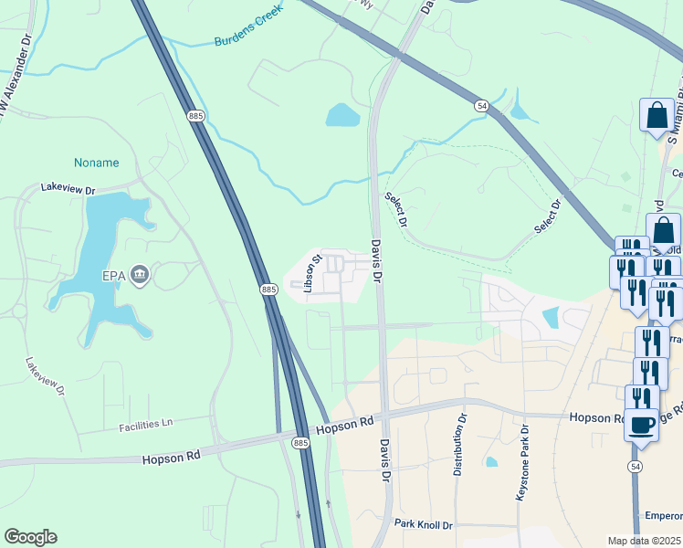 map of restaurants, bars, coffee shops, grocery stores, and more near 180 Finsbury Street in Durham