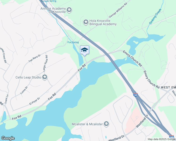 map of restaurants, bars, coffee shops, grocery stores, and more near 804 Fox Road in Knoxville