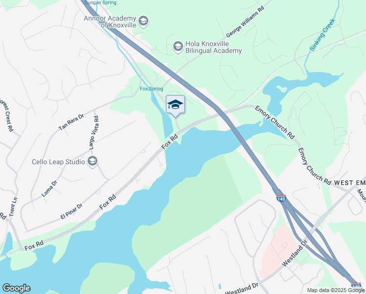 map of restaurants, bars, coffee shops, grocery stores, and more near 804 Fox Road in Knoxville