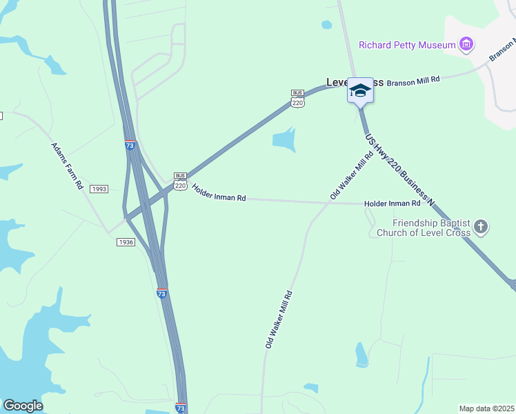 map of restaurants, bars, coffee shops, grocery stores, and more near 439 Holder Inman Road in Randleman