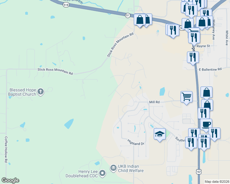 map of restaurants, bars, coffee shops, grocery stores, and more near 825 Ridgeview Drive in Tahlequah