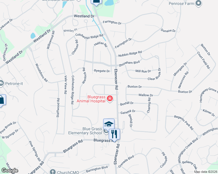 map of restaurants, bars, coffee shops, grocery stores, and more near 8912 Highbridge Drive in Knoxville