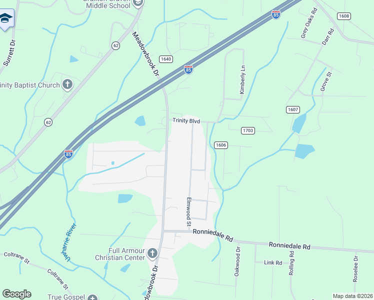 map of restaurants, bars, coffee shops, grocery stores, and more near 5131 Elmwood Street in Trinity