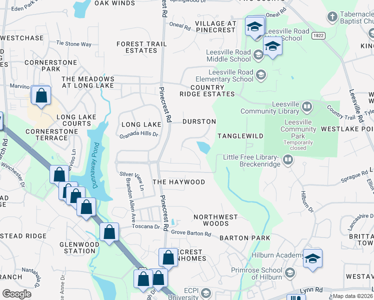 map of restaurants, bars, coffee shops, grocery stores, and more near 5109 Landguard Drive in Raleigh