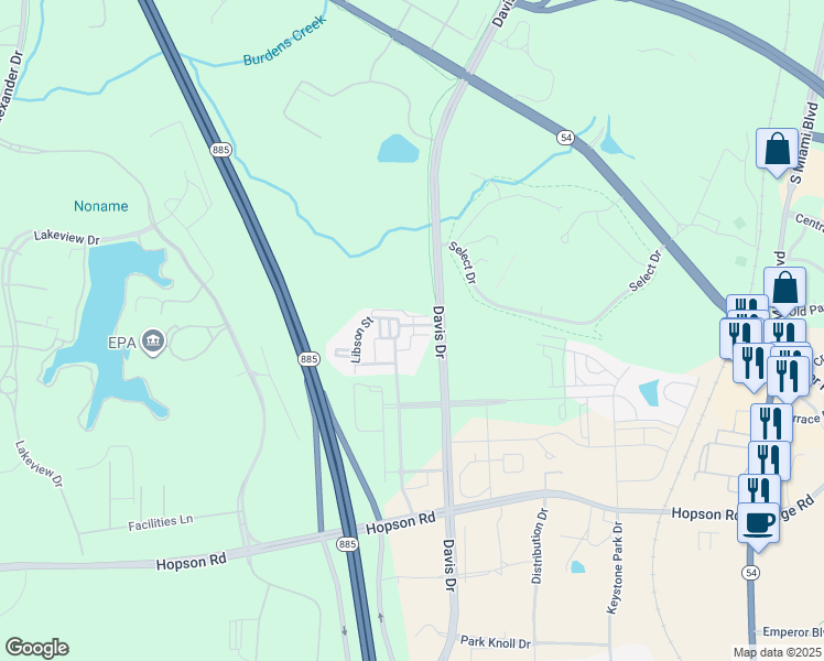 map of restaurants, bars, coffee shops, grocery stores, and more near 111 Finsbury Street in Durham