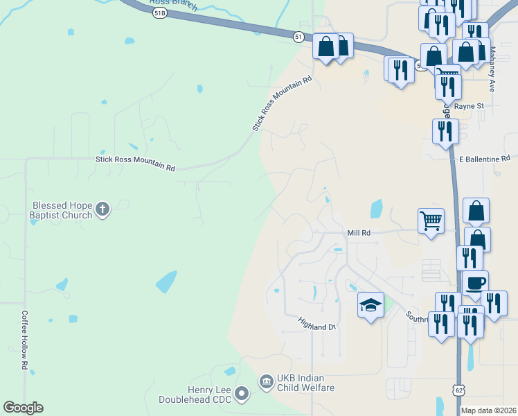 map of restaurants, bars, coffee shops, grocery stores, and more near 856 Ridgeview Drive in Tahlequah