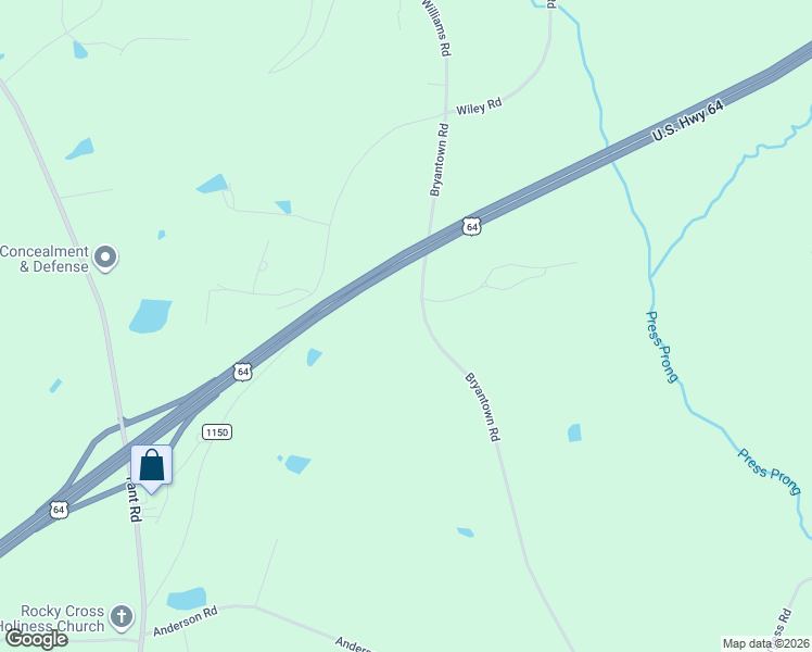 map of restaurants, bars, coffee shops, grocery stores, and more near 1662 Bryantown Road in Spring Hope