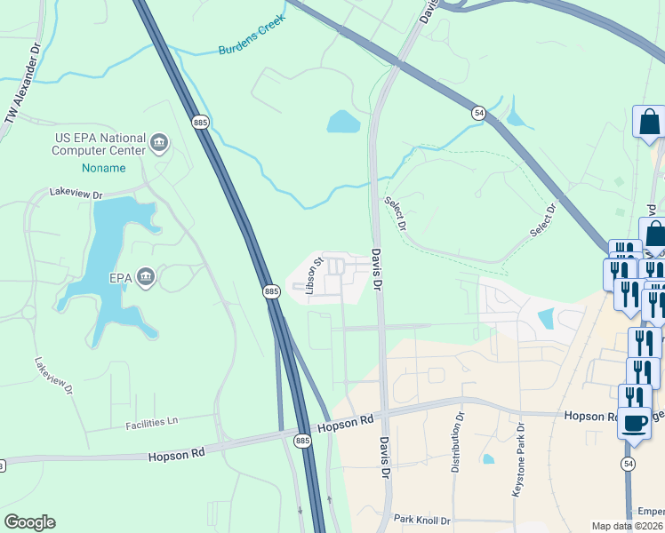 map of restaurants, bars, coffee shops, grocery stores, and more near 180 Finsbury Street in Durham