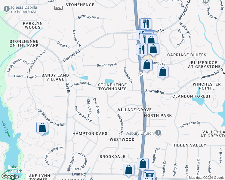 map of restaurants, bars, coffee shops, grocery stores, and more near 7609 Trowbridge Court in Raleigh