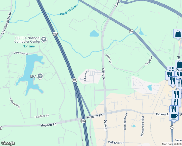 map of restaurants, bars, coffee shops, grocery stores, and more near 180 Finsbury Street in Durham