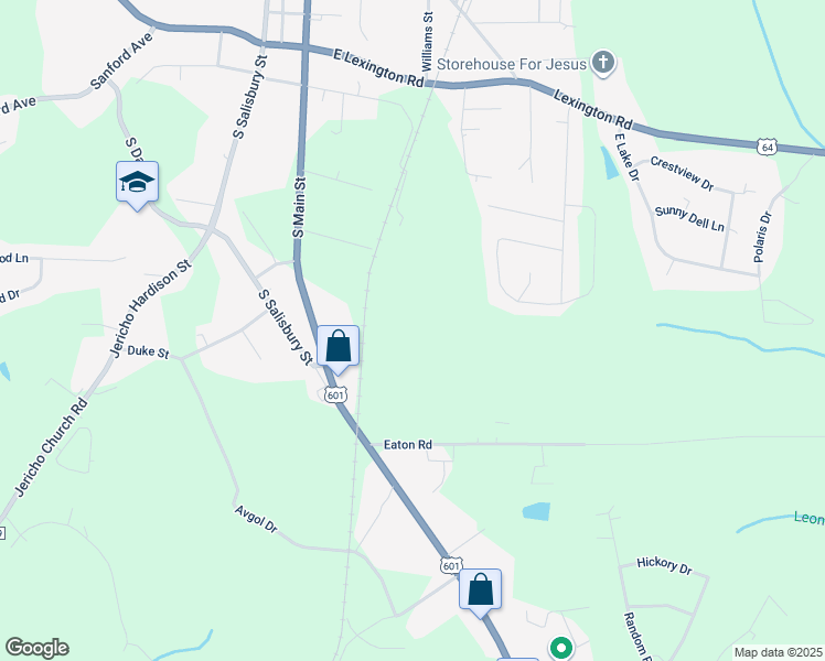 map of restaurants, bars, coffee shops, grocery stores, and more near 251 Eaton Road in Mocksville