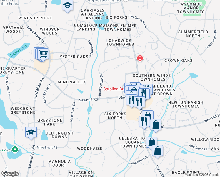 map of restaurants, bars, coffee shops, grocery stores, and more near 7809 Hemlock Court in Raleigh