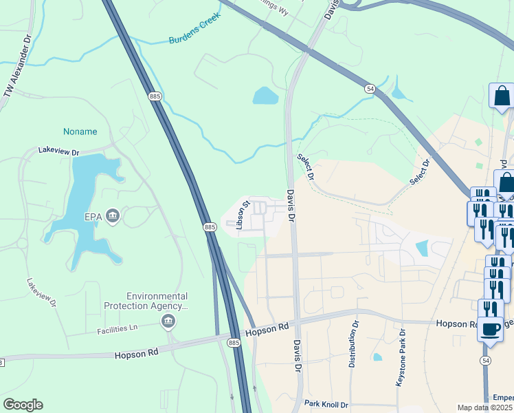 map of restaurants, bars, coffee shops, grocery stores, and more near 180 Finsbury Street in Durham