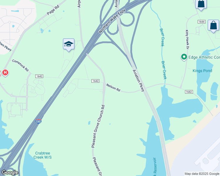 map of restaurants, bars, coffee shops, grocery stores, and more near 5053 Nelson Road in Morrisville