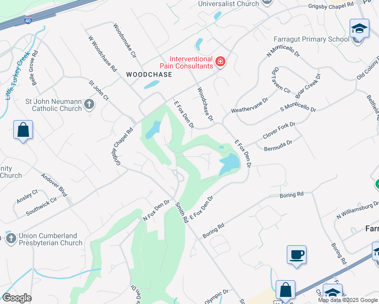 map of restaurants, bars, coffee shops, grocery stores, and more near 502 Lost Tree Lane in Knoxville