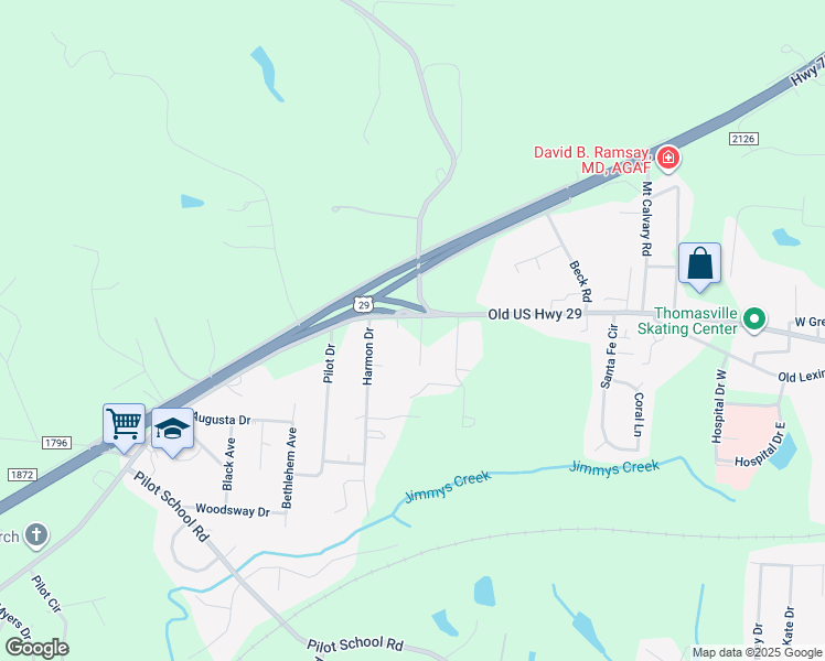 map of restaurants, bars, coffee shops, grocery stores, and more near 4976 Old US Highway 29 in Thomasville