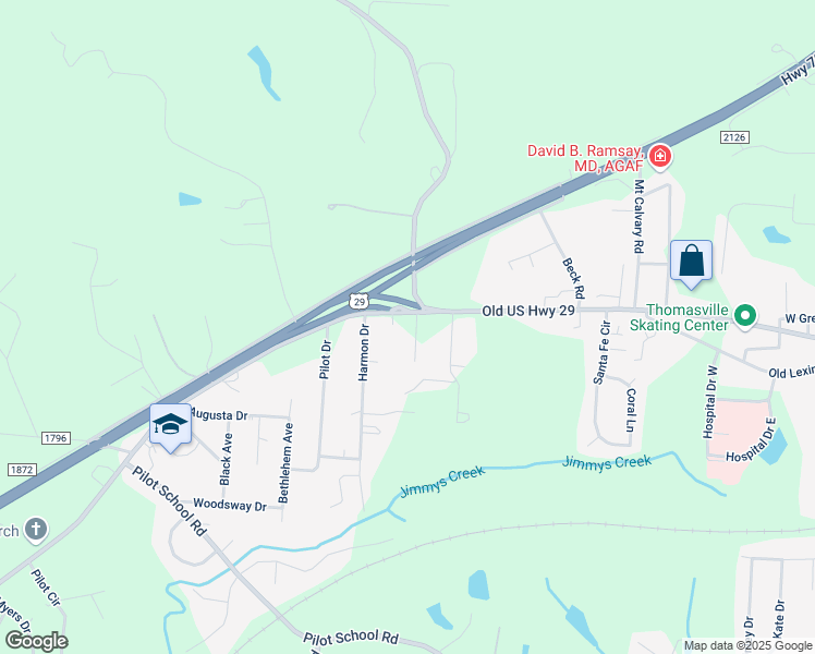 map of restaurants, bars, coffee shops, grocery stores, and more near 4976 Old US Highway 29 in Thomasville