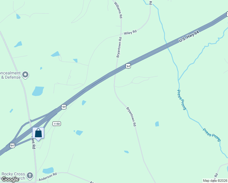 map of restaurants, bars, coffee shops, grocery stores, and more near 1662 Bryantown Road in Spring Hope