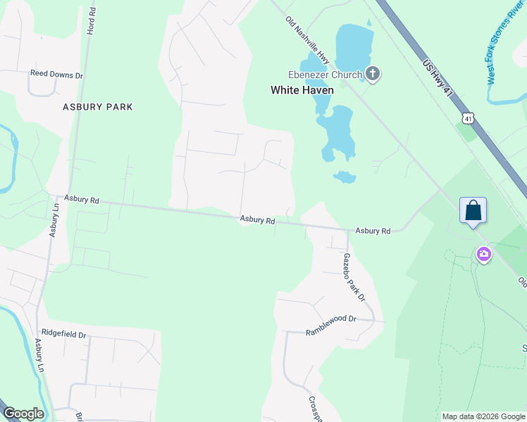 map of restaurants, bars, coffee shops, grocery stores, and more near 3125 Asbury Road in Murfreesboro