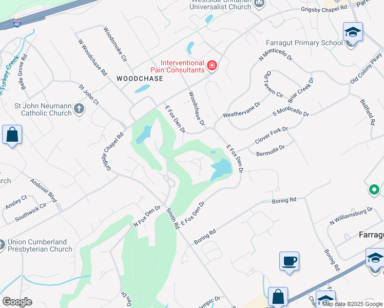 map of restaurants, bars, coffee shops, grocery stores, and more near 518 Lost Tree Lane in Knoxville