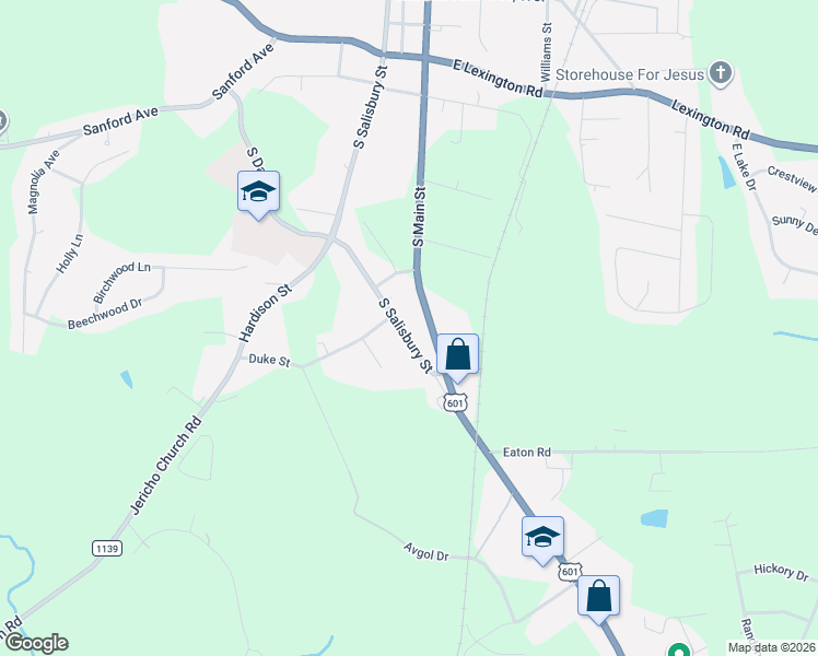 map of restaurants, bars, coffee shops, grocery stores, and more near 781 South Main Street in Mocksville