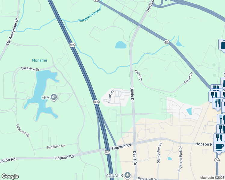 map of restaurants, bars, coffee shops, grocery stores, and more near 180 Finsbury Street in Durham