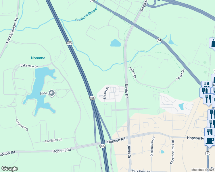 map of restaurants, bars, coffee shops, grocery stores, and more near 180 Finsbury Street in Durham
