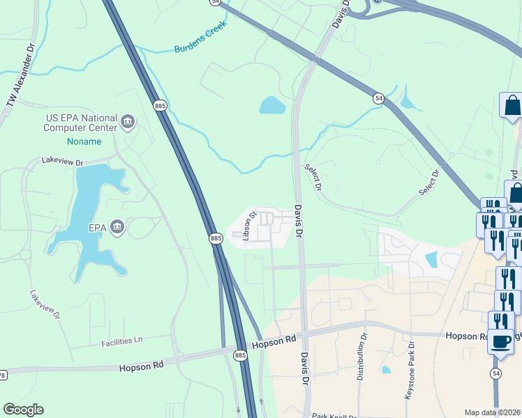 map of restaurants, bars, coffee shops, grocery stores, and more near 180 Finsbury Street in Durham