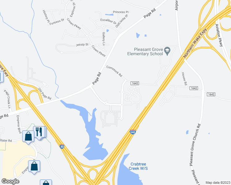 map of restaurants, bars, coffee shops, grocery stores, and more near 5761 Arringdon Park Drive in Morrisville