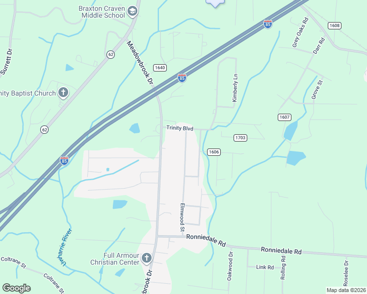map of restaurants, bars, coffee shops, grocery stores, and more near 5131 Elmwood Street in Trinity