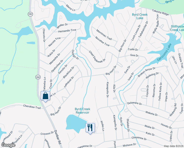 map of restaurants, bars, coffee shops, grocery stores, and more near 7137 Big Horn Drive in Crossville