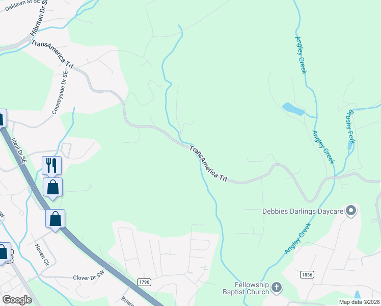 map of restaurants, bars, coffee shops, grocery stores, and more near 1864 Starcross Road in Lenoir