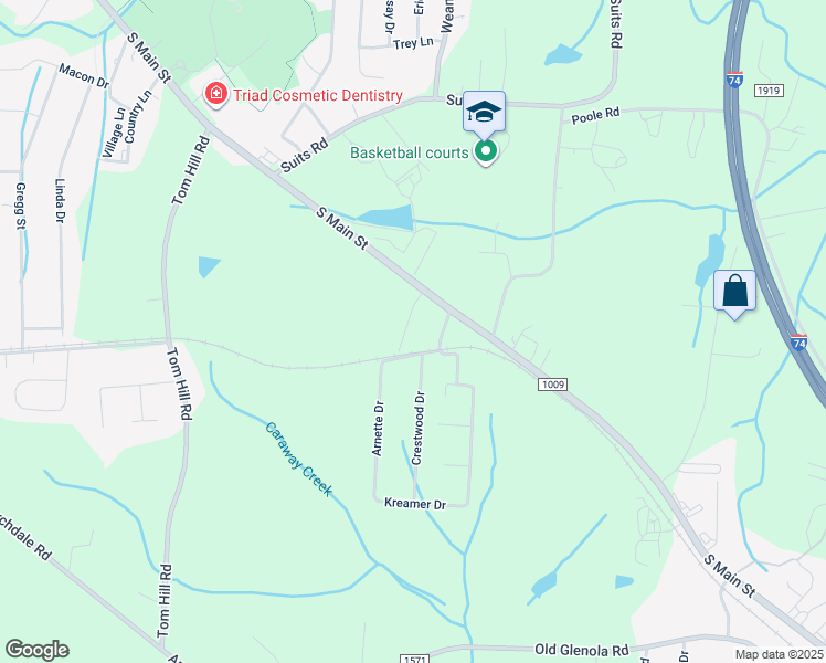 map of restaurants, bars, coffee shops, grocery stores, and more near 5644 Frank White Drive in Archdale