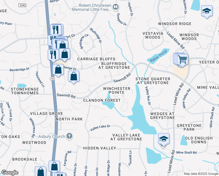 map of restaurants, bars, coffee shops, grocery stores, and more near 7629 Wellesley Park North in Raleigh