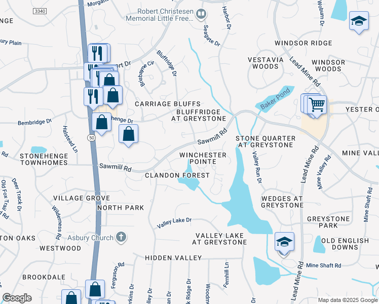 map of restaurants, bars, coffee shops, grocery stores, and more near 7629 Wellesley Park North in Raleigh
