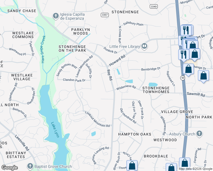 map of restaurants, bars, coffee shops, grocery stores, and more near 7616 Valview Street in Raleigh