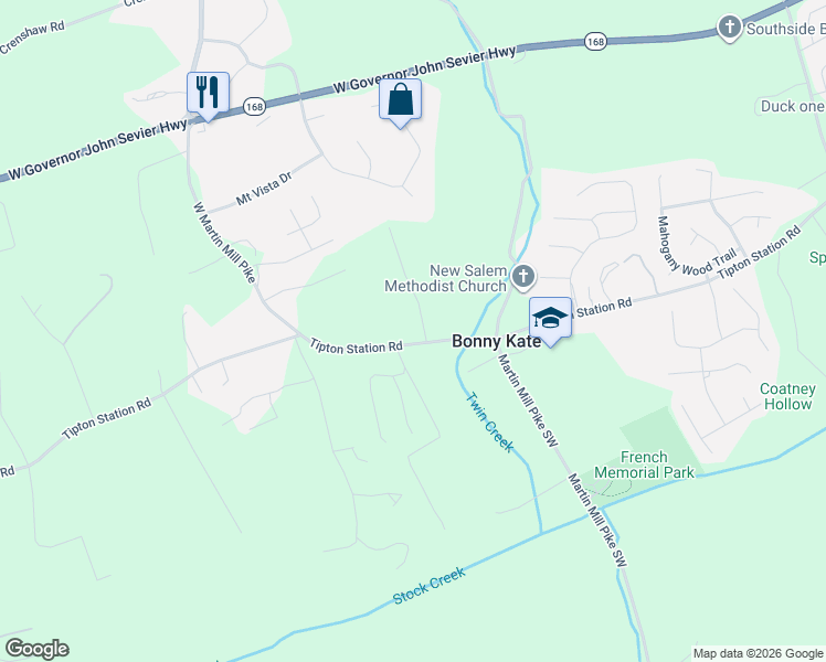 map of restaurants, bars, coffee shops, grocery stores, and more near 7525 Rule Road in Knoxville