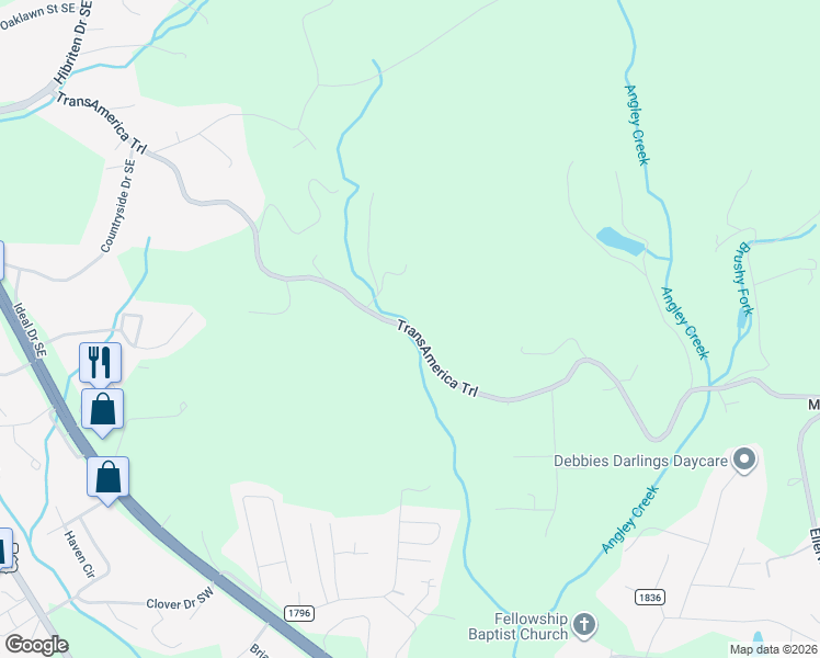 map of restaurants, bars, coffee shops, grocery stores, and more near 1868 Starcross Road in Lenoir