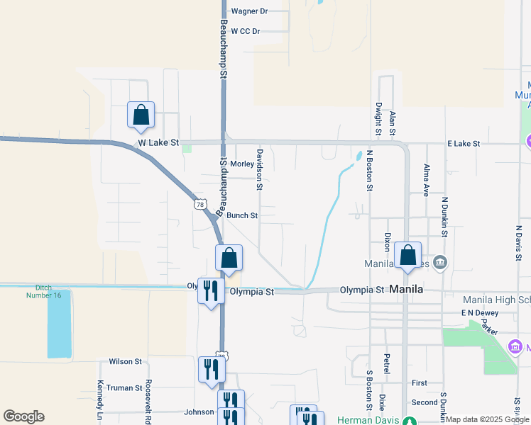 map of restaurants, bars, coffee shops, grocery stores, and more near 519 Davidson Street in Manila