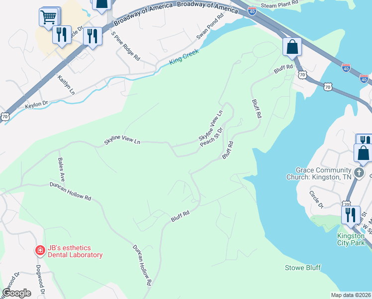 map of restaurants, bars, coffee shops, grocery stores, and more near 353 Skyline View Lane in Kingston