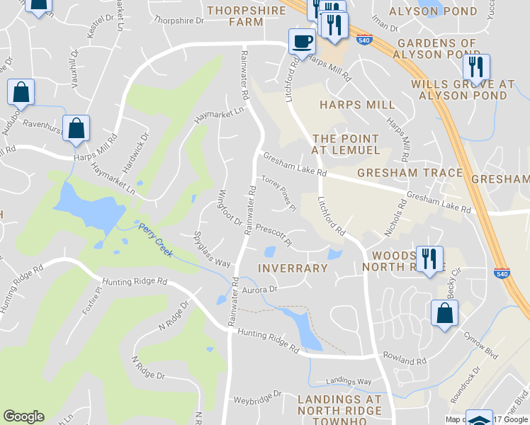 map of restaurants, bars, coffee shops, grocery stores, and more near 2000 Malvern Court in Raleigh