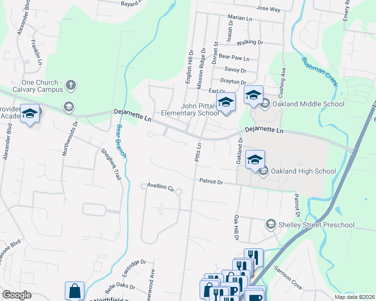 map of restaurants, bars, coffee shops, grocery stores, and more near 1534 Anatole Court in Murfreesboro