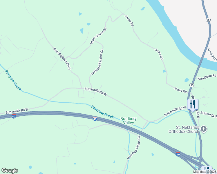 map of restaurants, bars, coffee shops, grocery stores, and more near 2250 Buttermilk Road West in Lenoir City