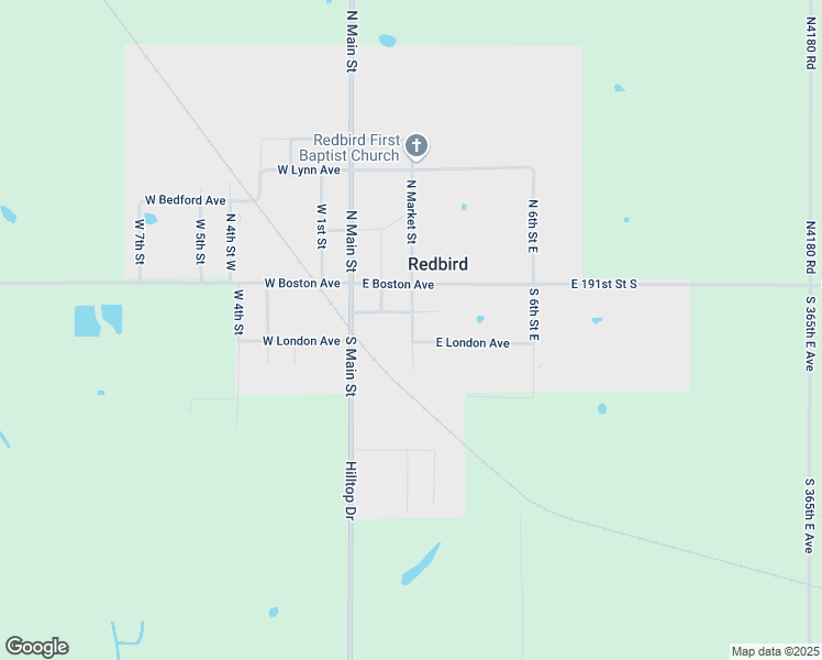 map of restaurants, bars, coffee shops, grocery stores, and more near 102 South Market Street in Redbird