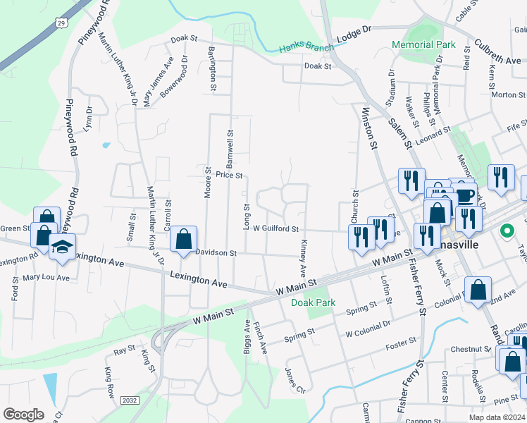 map of restaurants, bars, coffee shops, grocery stores, and more near 210 Stone Street in Thomasville