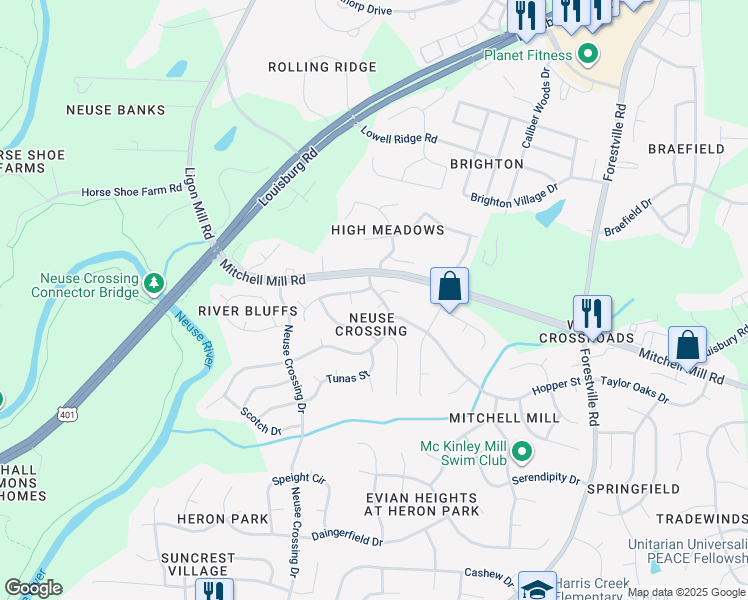 map of restaurants, bars, coffee shops, grocery stores, and more near 3709 Turnbull Court in Raleigh