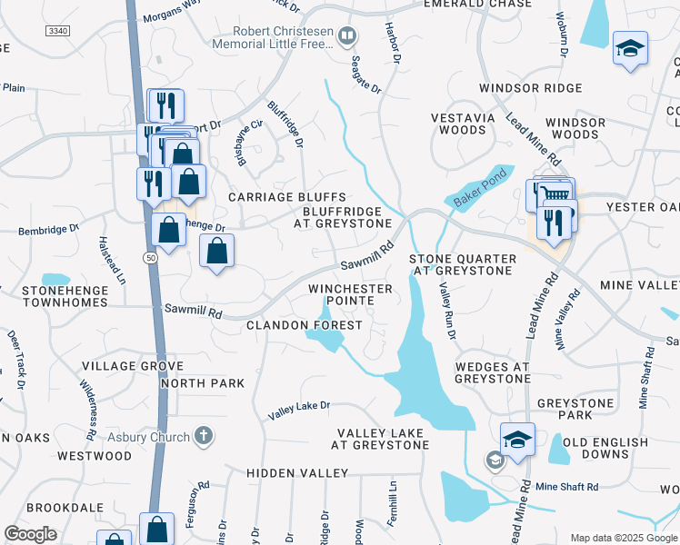 map of restaurants, bars, coffee shops, grocery stores, and more near 7624 Wellesley Park North in Raleigh
