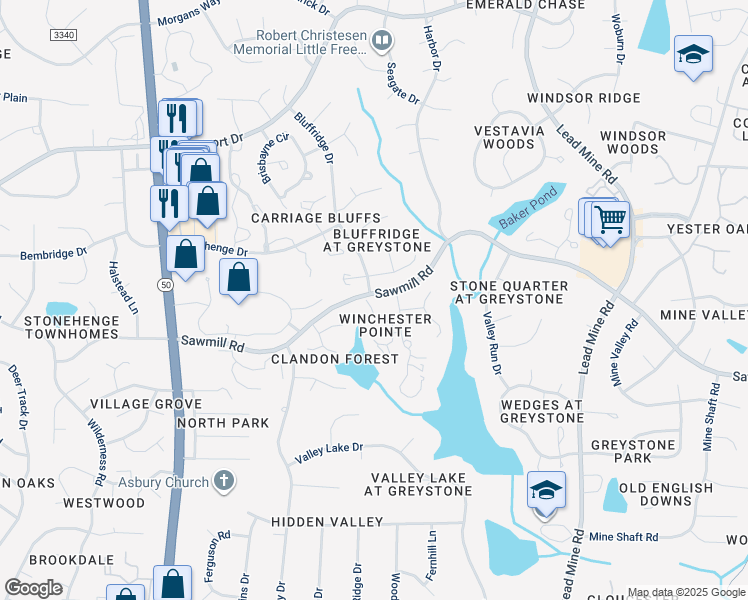map of restaurants, bars, coffee shops, grocery stores, and more near 7624 Wellesley Park North in Raleigh
