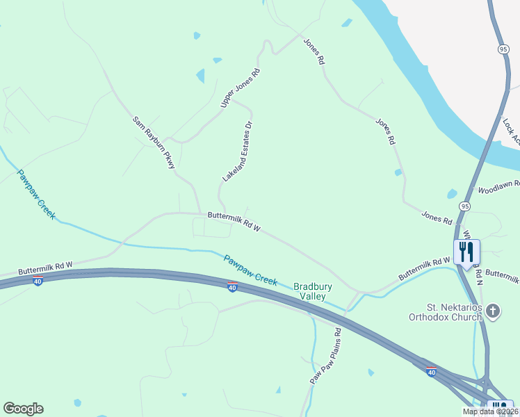 map of restaurants, bars, coffee shops, grocery stores, and more near 2250 Buttermilk Road West in Lenoir City